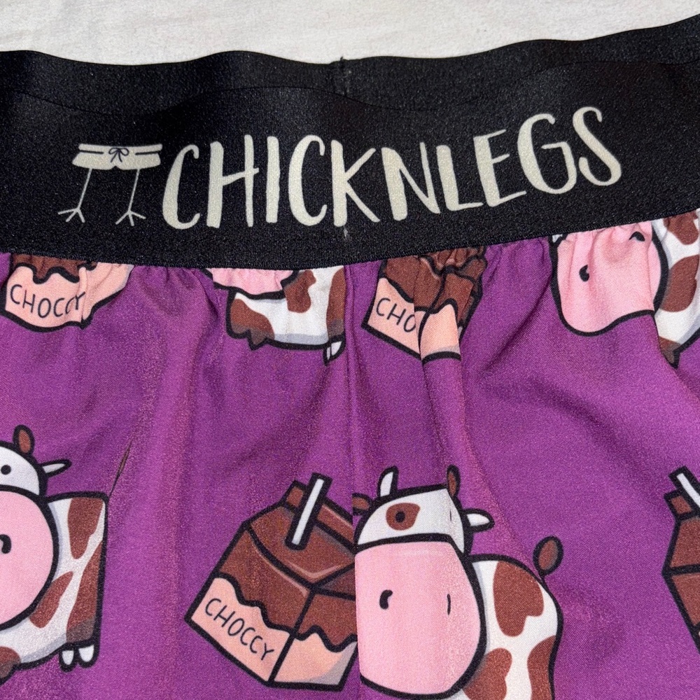 Chicken Legs Women's Fun Purple Athletic Shorts - Picture 7 of 8